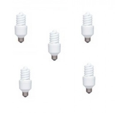 SET 5 becuri fluorescent Panasonic, soclu E27, putere 18W, forma spirala, lumina alb calda, alimentare 220 - 240 V, "EFD18E27HD-5" (timbru verde 2.25 lei)