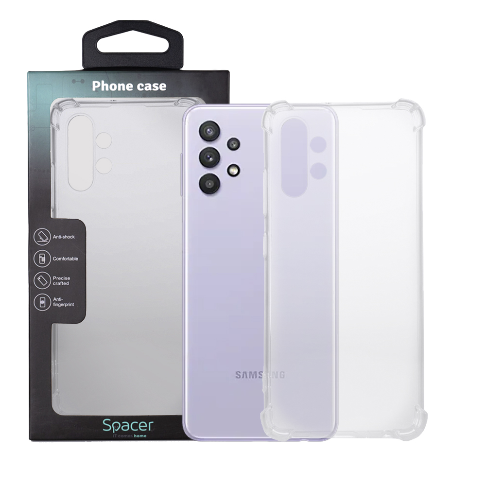 Husa Samsung Galaxy A32 4G Spacer, transparenta, grosime 1.5mm, protectie suplimentara antisoc la colturi, material flexibil TPU "SPPC-SM-GX-A324G-CLR"