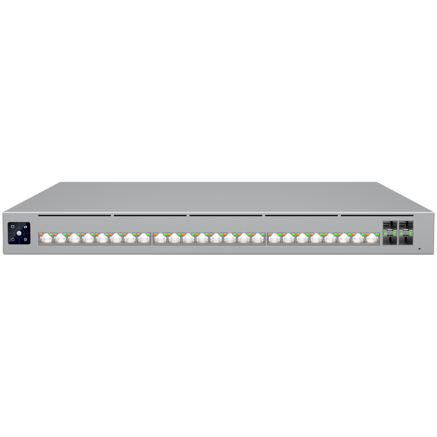 Ubiquiti network switch ECS-48S-PoE-EU Enterprise Campus 24S PoE Enterprise-grade 24-port, Layer 3 Etherlighting PoE+++ switch with Stacking support and high-capacity 10 GbE RJ45 and 25G SFP28 "ECS-24S-POE-EU" (timbru verde 2 lei)