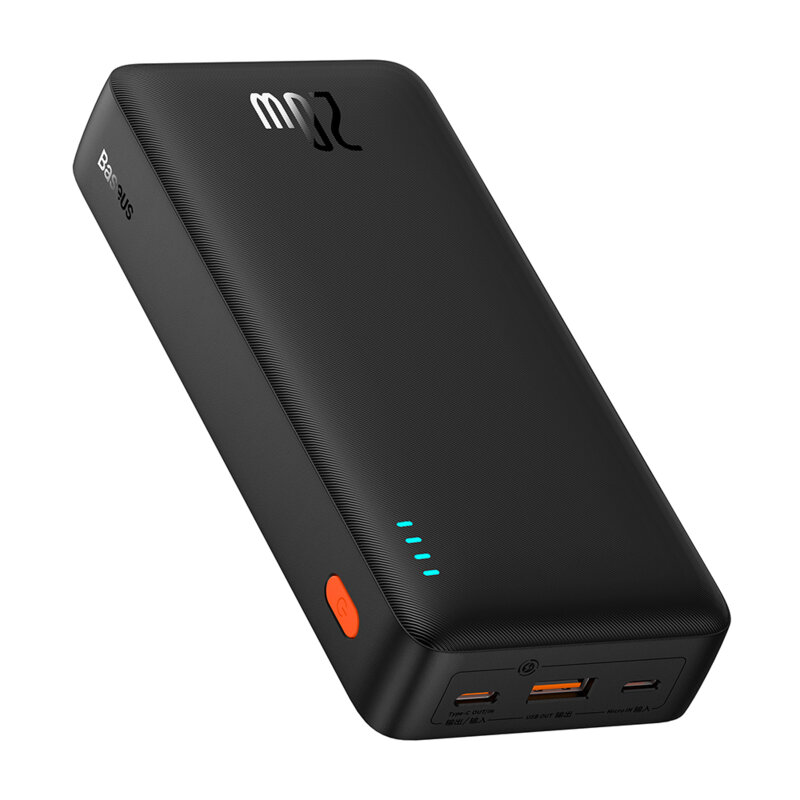 POWER BANK Baseus Airpow, 20000mAh, 20W, 1 x USB; 1 x USB Type-C input/output, total 3A, include cablu USB la USB Type-C de 50cm, negru, "P10022804113-00" (timbru verde 0.98 lei) - 6932172648718