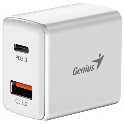 ALIMENTATOR retea Genius Quick Charge 20W, 1 x USB-A + 1 x USB Type-C, PD 20W USB-C sau USB-A, cablu USB-C 1m, alb, "32590009400" (timbru verde 0.18 lei)
