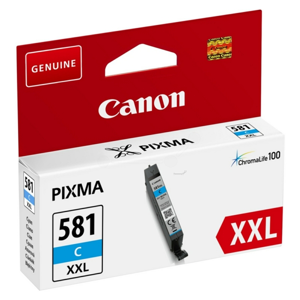 Cartus Cerneala Original Canon Cyan, CLI-581XXLC, pentru Pixma TR7550|TR8550|TS6150|TS6250|TS705|TS8150|TS8250|TS9150|TS9155|TS9550, , (timbru verde 0.15 lei), "1995C001AA"