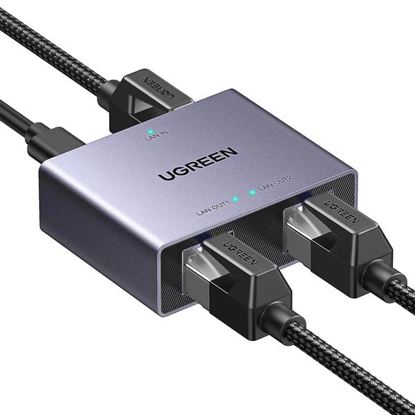 SPLITTER RETEA Ugreen, "NW301" 1 la 2 Gigabit 1000 Mbit/s, USB power, pana la 100m, negru, "45311" (timbru verde 0.18 lei) - 6941876243112