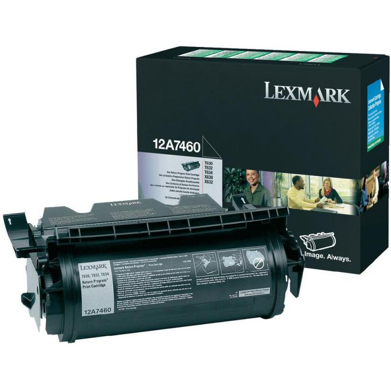 Toner Original Lexmark Black, 12A7460, pentru Optra T630|Optra T632|Optra T634|Optra X632|X630, 5K, (timbru verde 1.2 lei) , "12A7460"