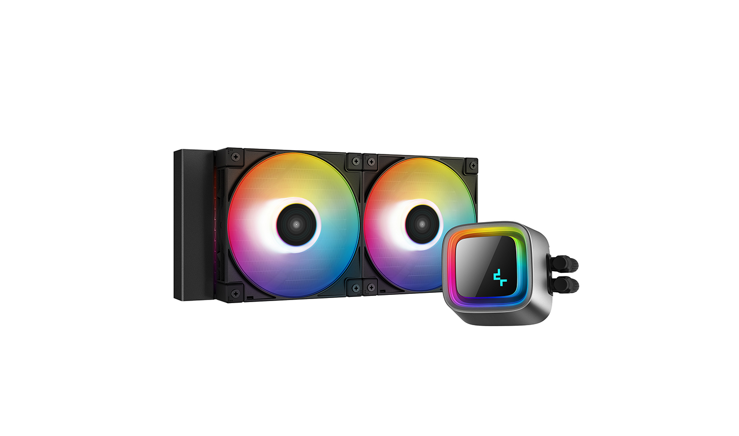 Cooler Deepcool "LS520", compatibil skt. Intel si AMD, racire cu lichid, ventilator 120 mm x 2, 2250 rpm, iluminat RGB, "R-LS520-BKAMNT-G-1" (timbru verde 2.00 lei)