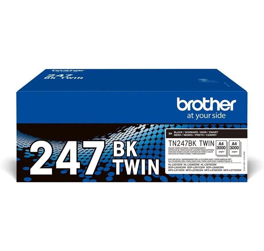 Dual-Pack Original Brother Black, TN247BKTWIN, pentru HL-L3210|L3270|DCP-L3510|L3550|MFC-L3730|L3770, 3K, (timbru verde 1.2 lei) , "TN247BKTWIN"