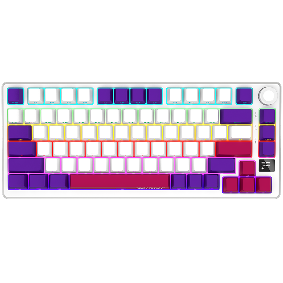 LORGAR KBP7075W, Wireless 75% Mechanical Gaming Keyboard Pro, White, EN layout "LRG-KBP7075W-WH-US" (timbru verde 0.8 lei)