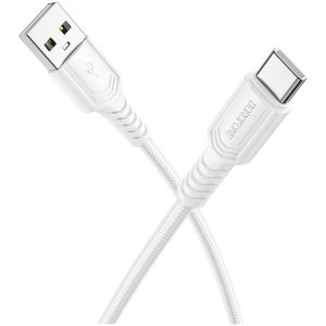 CABLU alimentare si date Borofone "BX116", Charging Data Cable pt. smartphone, USB la USB Type-C, 3A, 1m, alb "6941991119811" (timbru verde 0.18 lei)