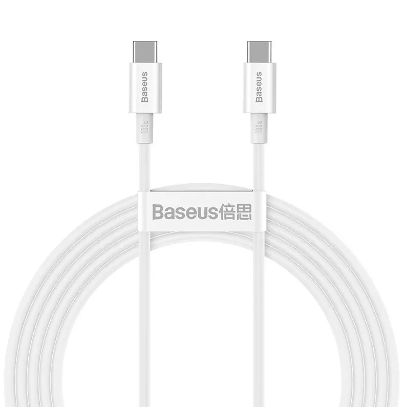 CABLU alimentare si date Baseus Superior, Fast Charging Data Cable pt. smartphone, USB Type-C la USB Type-C 100W, 2m, alb "CATYS-C02" (timbru verde 0.08 lei) - 6953156208469