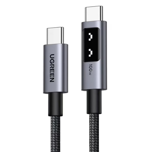 CABLU alimentare si date Ugreen, "L509", Fast Charging Data Cable pt. smartphone, USB Type-C la USB Type-C 100W/5A, 0.5m, braided, gri "45612" (timbru verde 0.08 lei) - 6941876246120
