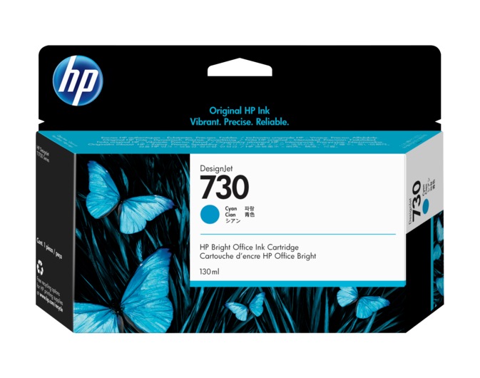 Cartus Cerneala Original HP Cyan, nr.730, pentru T1700|T2600, 130ml, (timbru verde 0.15 lei), "P2V62A"
