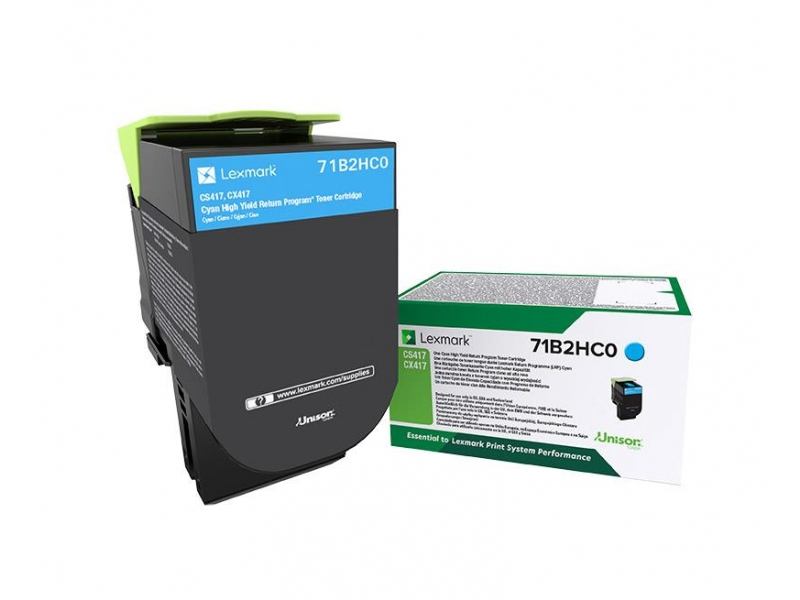 Toner Original Lexmark Cyan, 71B2HC0, pentru CX 417|CX 517|CS 417|CS 517, 3.5K, (timbru verde 1.2 lei) , "71B2HC0"