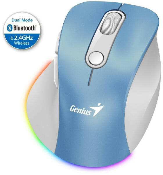 MOUSE Genius, Ergo 9000S, PC sau NB, wireless, BT+2.4GHz, optic, 2400 dpi, butoane/scroll 6/1, , albastru, "31030039401" (timbru verde 0.18 lei)