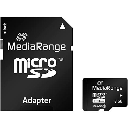 MediaRange Micro SDHC 8GB Class 10 with SD adapter, "MR957" (timbru verde 0.03 lei)