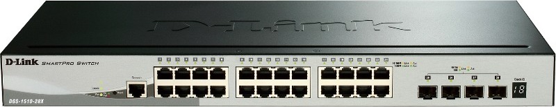 SWITCH D-LINK SMART 24 porturi Gigabit.+ 4 porturi 10G SFP+, carcasa metalica, rackabil, "DGS-1510-28X" (timbru verde 2 lei)