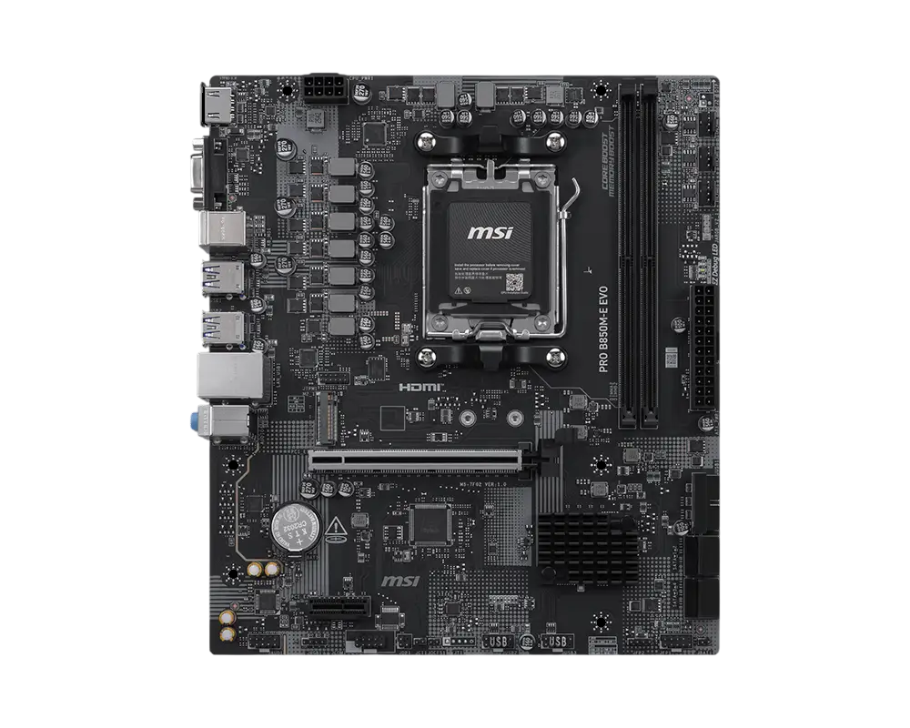Placa de baza MSI PRO B850M-E EVO, AMD B850, Socket AM5, mATX, Negru "PRO B850M-E EVO"