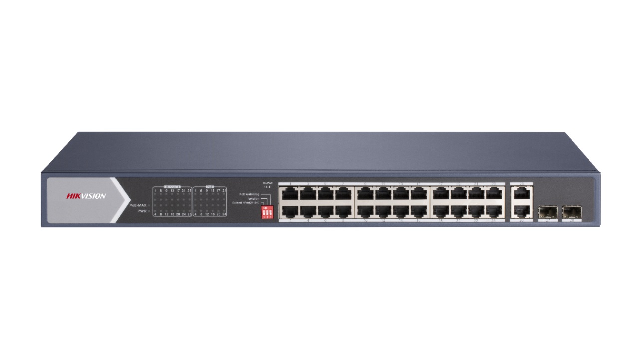 SWITCH. PoE Hikvision, port Gigabit x 20, SFP SFP x 2, carcasa metalica, "DS-3E0528HP-E" (timbru verde 2 lei)