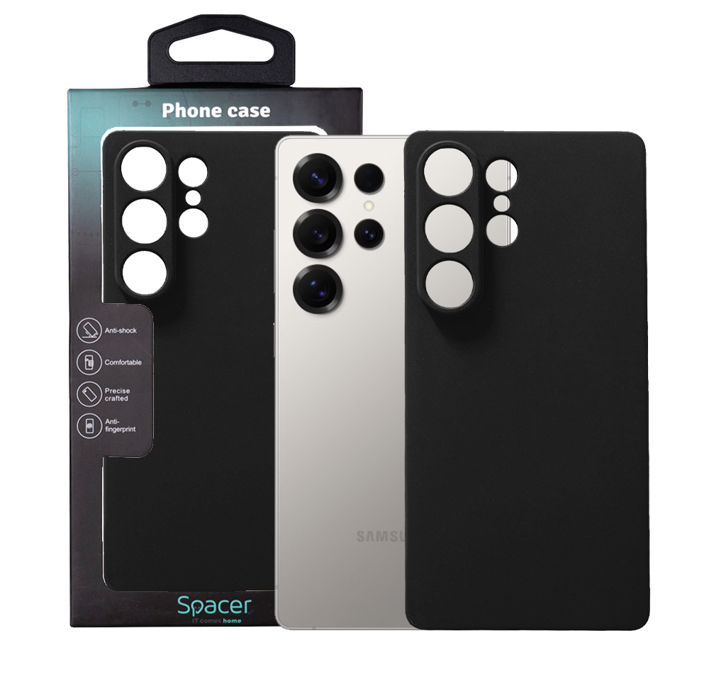 Husa Samsung Galaxy S25 Spacer, negru, grosime 1.5mm, material flexibil TPU "SPPC-SM-GX-S25-TPU"