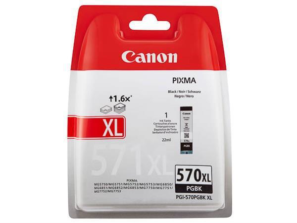 Cartus Cerneala Original Canon Black, PGI-570XLB, pentru MG5750|5751|6850|6851|7750|7751|7752|TS5050|6050|8050|9050, 22ml, (timbru verde 0.15 lei), "BS0318C001AA"