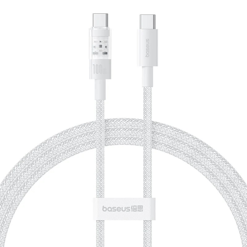 CABLU alimentare si date Baseus Gem, Fast Charging Data Cable pt. smartphone, USB Type-C la USB Type-C 100W, 2m, alb "P10373000211-01" (timbru verde 0.08 lei) - 6932172658786