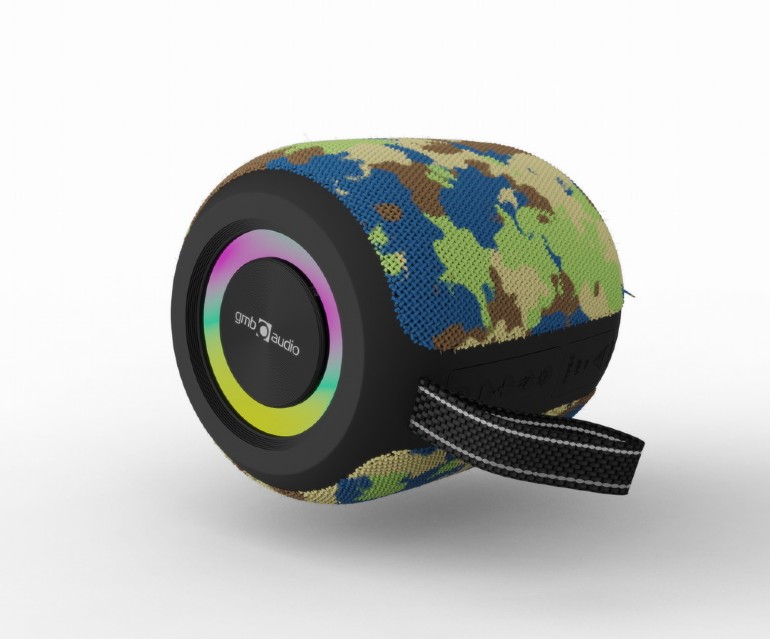 BOXE GEMBIRD portabile bluetooth, RMS: 8W, baterie 1200mAh, microSD, USB, FM-radio, LED light, suport functie TWS, BT v5.3, 110x110x129mm, 450 grame, camo, "SPK-BT-LED-05-CM" (timbru verde 0.03 lei)