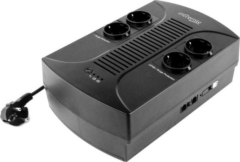 UPS GEMBIRD Line Interactive, 650VA/ 390W, AVR, 4 x socket Schuko, indicatie status cu LED, 1 baterie 12V/7Ah, Backup:pana la 10 - 30 min.,incarcare: pana la 8h "EG-UPS-001"i) (timbru verde 4 lei)