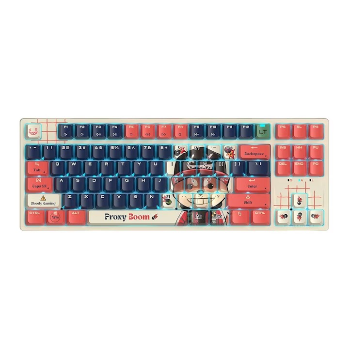 Tastatura gaming Bloody "AT87" Alpha Optical Switch Performance Keyboard USB Proxy Boom, US Layout "AT87 Proxy Boom" (timbru verde 0.8 lei) 4711421 000741
