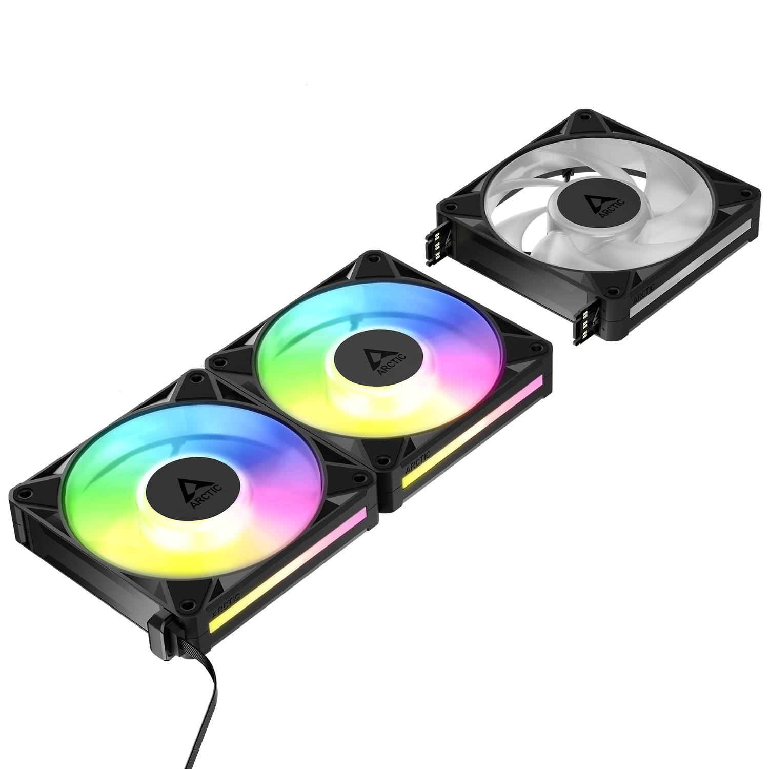 Set 3 ventilatoare Arctic "BioniX P12 A-RGB", 120mm, 450 - 3000 RPM, FDB, 76 cfm, 4-Pin PWM | 3-pin ARGB, negru, "ACFAN00337A" - imagine 3