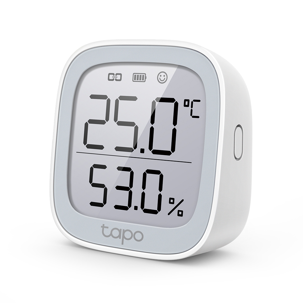 SENZOR SMART de temp si umiditate TP-LINK, necesita hub Tapo H100 ptr functionare,programare prin smartph aplic Tapo,display 2.7" E-ink, 2xbaterii AAA,WiFi, alb "Tapo T315" (timbru verde 0.18 lei)