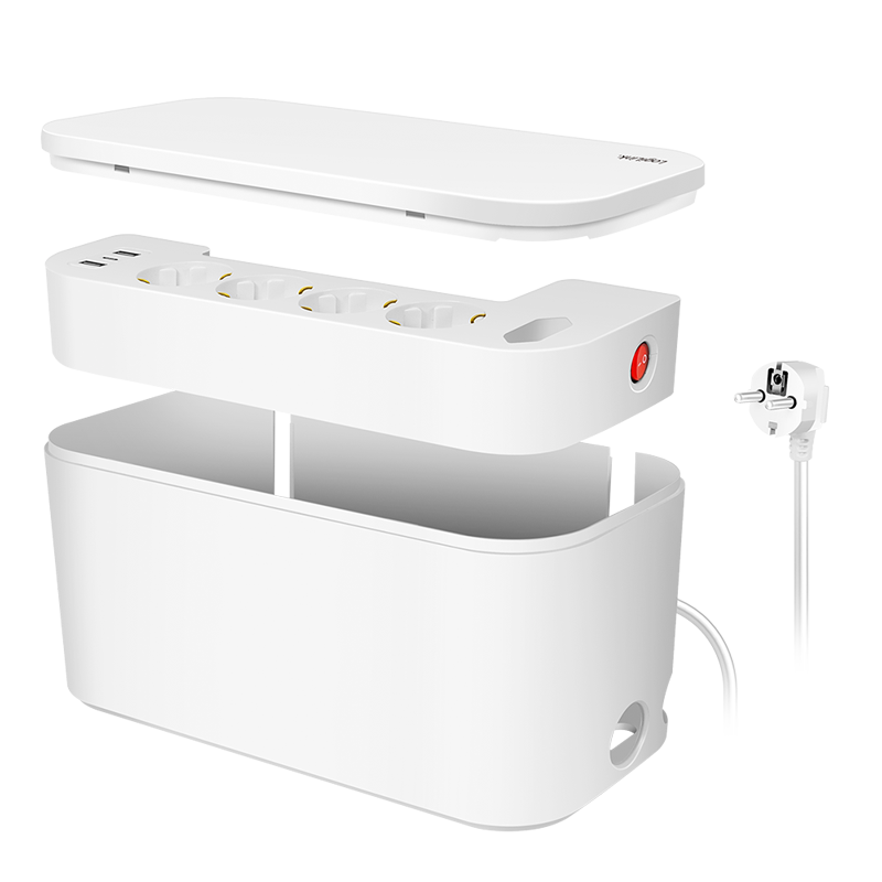 PRELUNGITOR LOGILINK, Schuko x 5, conectare prin Schuko (T), cutie management cabluri, 16 A, 2xUSB-A, 1xUSB-C, protectie IP20, alb, "LPS281U" (timbru verde 2 lei)