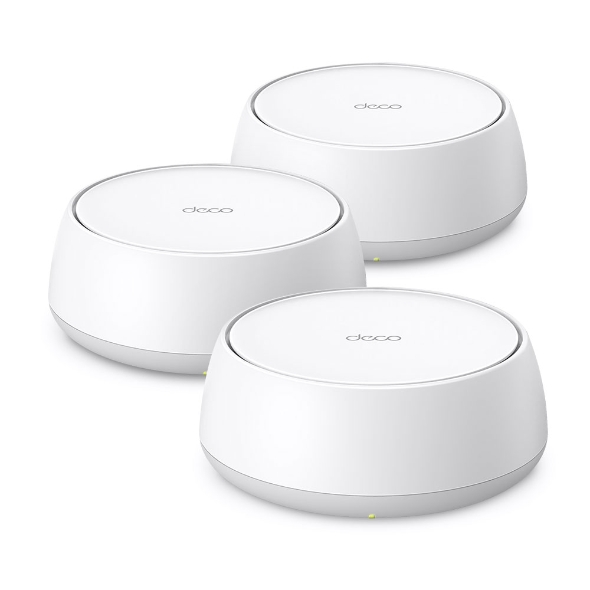 MESH TP-LINK wireless, Wi-Fi 7 BE3600 Tri-Band, pt int, 3600 Mbps, 2×1 Gbps WAN/LAN,2.4 GHz|5 GHz,antena int x 4, standard 802.11be "Deco BE22(3-pack)" (timbru verde 2 lei)