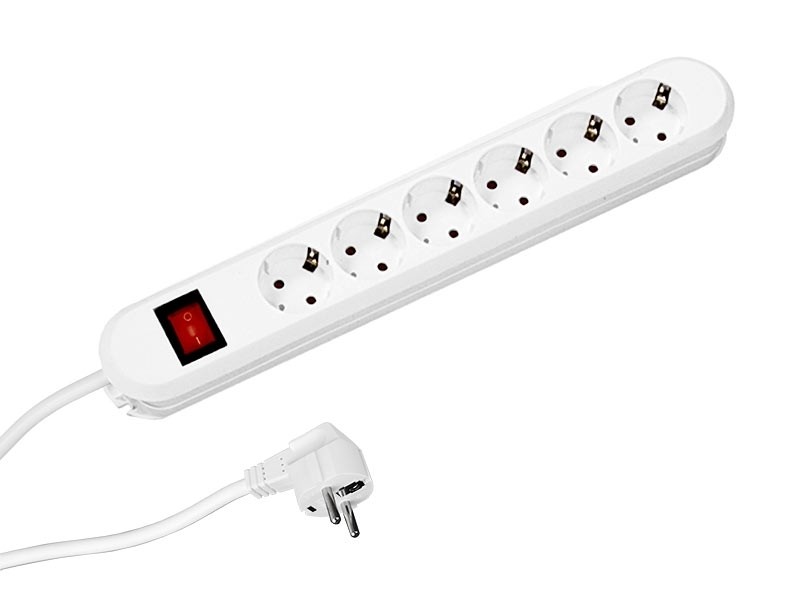PRELUNGITOR Bachmann, Schuko x 6, conectare prin Schuko (T), cablu 1.5 m, 16 A, protectie copii, alb, "381.250K" (timbru verde 0.18 lei)