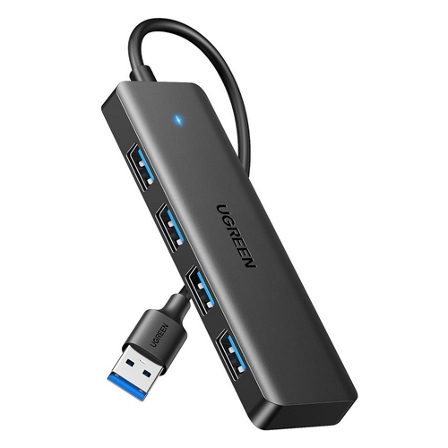 HUB extern Ugreen, "CM219" porturi USB: USB 3.0 x 4, conectare prin USB 3.0, aluminiu, lungime 15 cm, gri, "25851" (timbru verde 0.8 lei) -