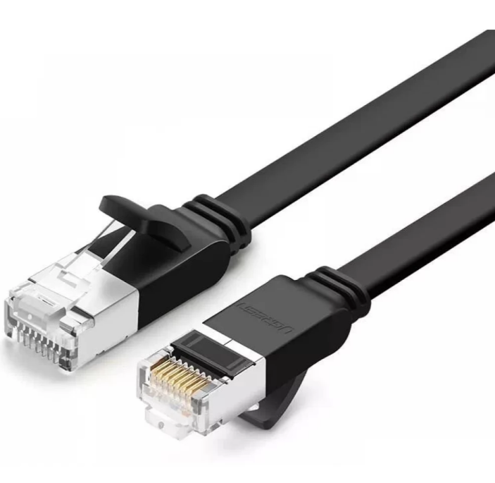 PATCH CORD UTP Ugreen Cat6, "NW101" fire din cupru, flat, viteza maxima 1 Gbps, 0.5m, negru "50183" (timbru verde 0.08 lei) - 6957303851836