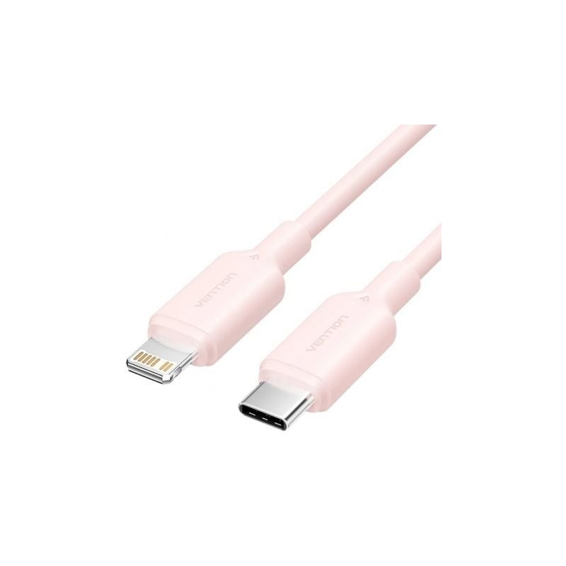 Cablu alimentare si date Vention, USB-C (T) la Lightning (T), 1m, 480 Mbps, 3A, PVC, roz, "LAKPF" (timbru verde 0.08 lei) -6922794783546