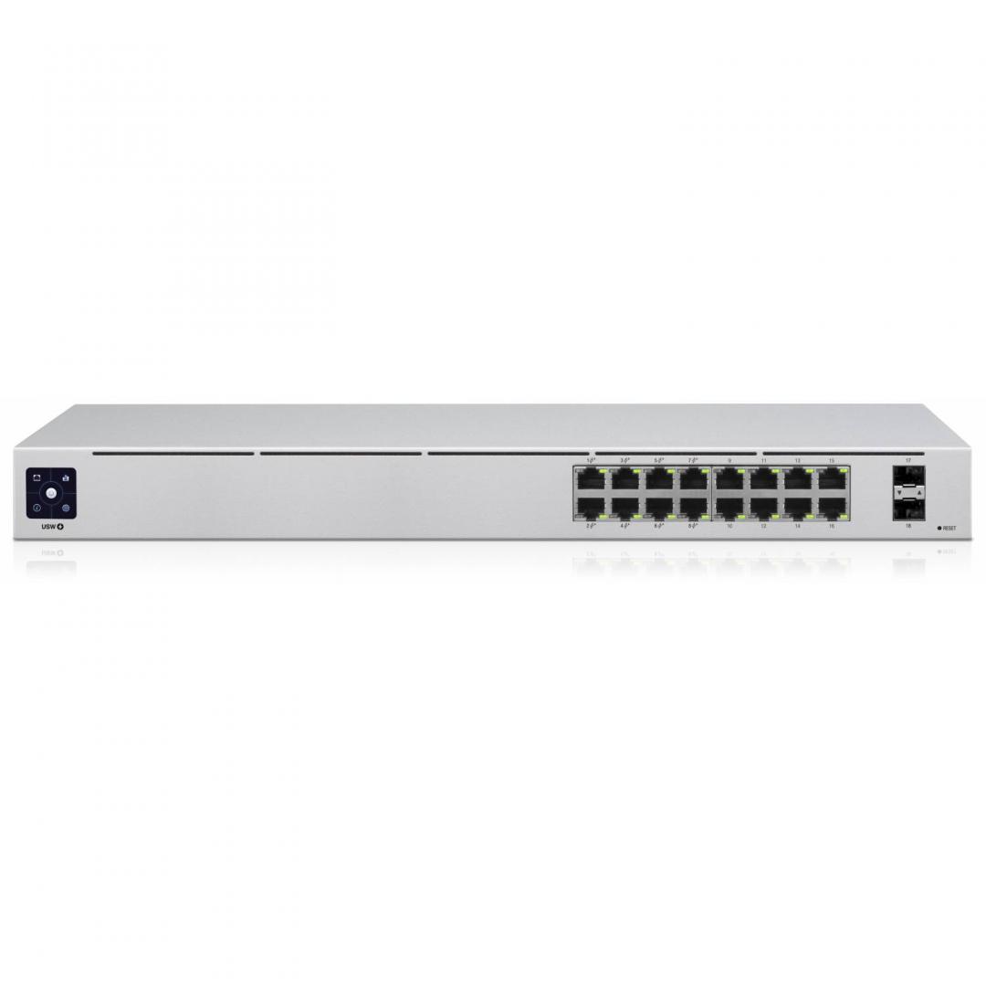 SWITCH PoE UBIQUITI, "UNIFI SWITCH 16"port Gigabit x 16, SFP SFP x 2, managed, rackabil, carcasa metalica, "USW-16-POE" (timbru verde 2 lei)