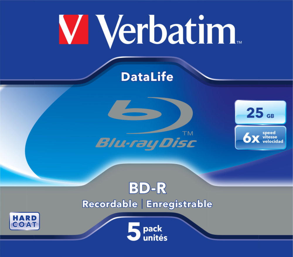 BD-R SL VERBATIM 25GB, viteza 6x, 5 buc, Jewel Case, "43836"