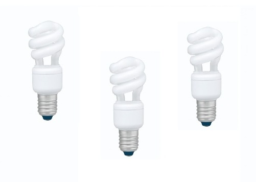 SET 3 becuri fluorescent Panasonic, soclu E27, putere 8W, forma spirala, lumina alb rece, alimentare 220 - 240 V, "EFD8E65HD3E-3" (timbru verde 1.35 lei)