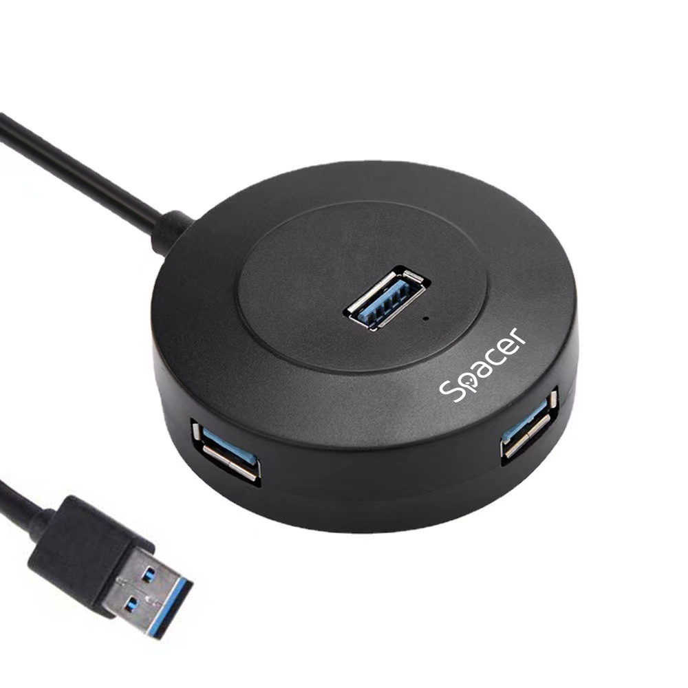 HUB extern SPACER, porturi USB:USB 3.0 X 1, USB 2.0 x 3, conectare prin USB 3.0, cablu 1m,Plastic ABS, Negru, (timbru verde 0.18 lei), "SPHB-USB-4U-02"