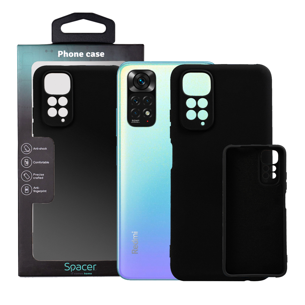 Husa Xiaomi Redmi Note 11 Spacer, negru, grosime 2mm, material flexibil silicon + interior cu microfibra "SPPC-XI-RM-N11-SLK"
