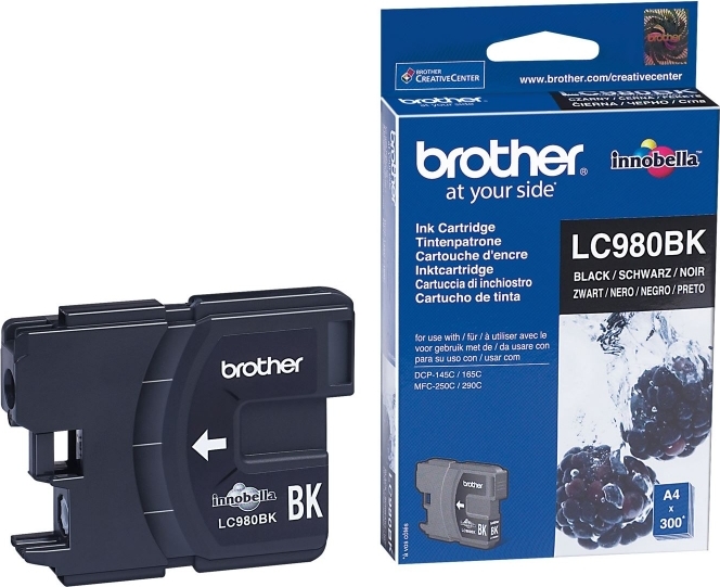 Cartus Cerneala Original Brother Black, LC980BK, pentru DCP-145C|165C|195C|365C|375C|MFC-250C|290C|295CN, 300,, (timbru verde 0.15 lei), "LC980BK"