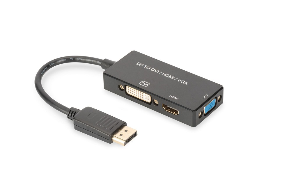 DIGITUS DisplayPort converter cable DP - HDMI+DVI+VGA M-F/F/F 0 2m 3 in 1 Multi-Media cable CE bl gold "AK-340418-002-S" (timbru verde 0.8 lei)