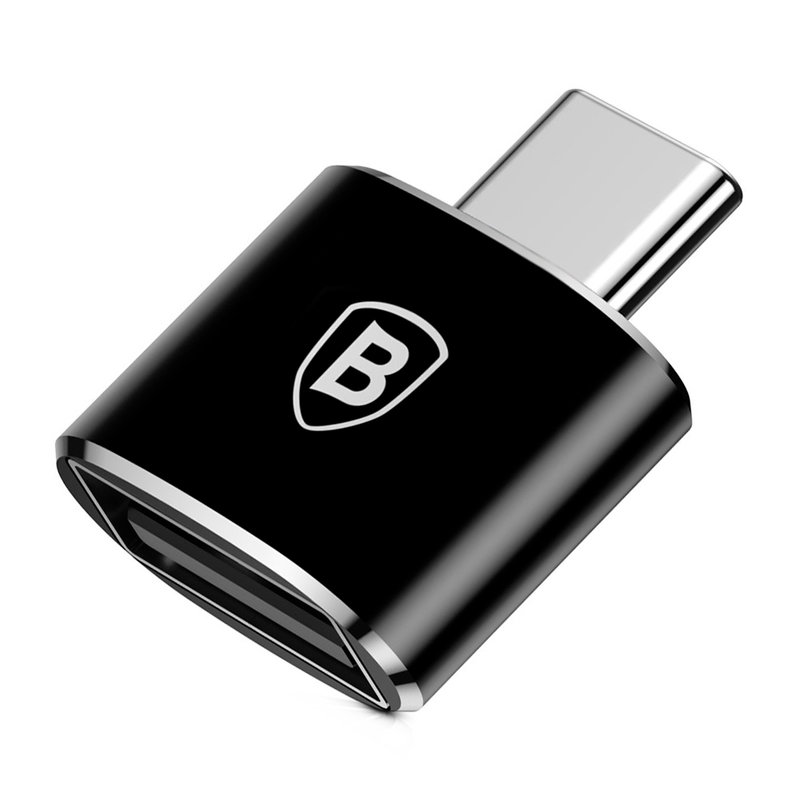 ADAPTOR Baseus Mini OTG, USB 2.0(M) la USB Type-C(T), corp metalic, negru "CATOTG-01" (timbru verde 0.18 lei) - 6953156263512