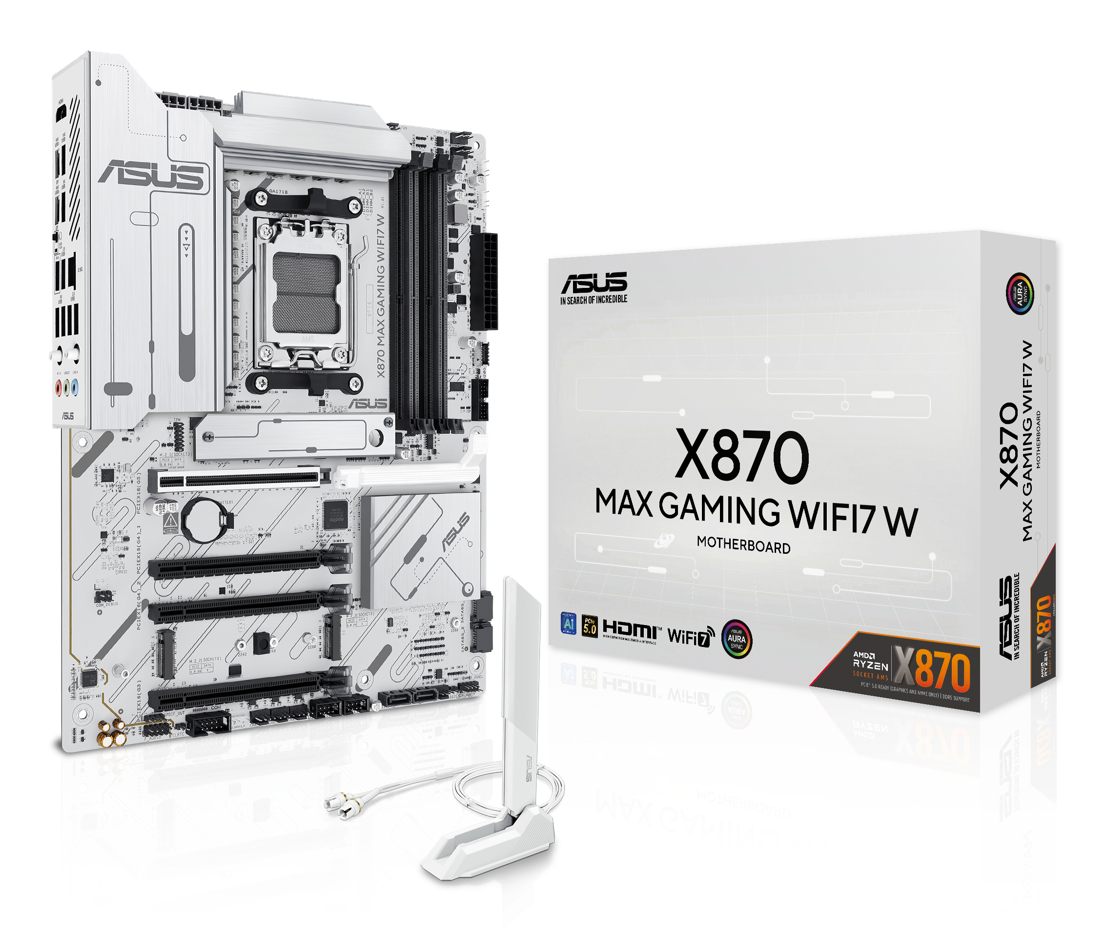 Placa de baza ASUS X870 MAX GAMING WIFI7 W, AMD X870, AM5, ATX, DDR5 "90MB1LZ0-M0EAY0"