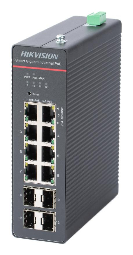 HK SWITCH POE 8 PORTURI SMART MANAGED "DS-3T1512HP-SI-8P4FKIT(75W)" (timbru verde 2 lei)