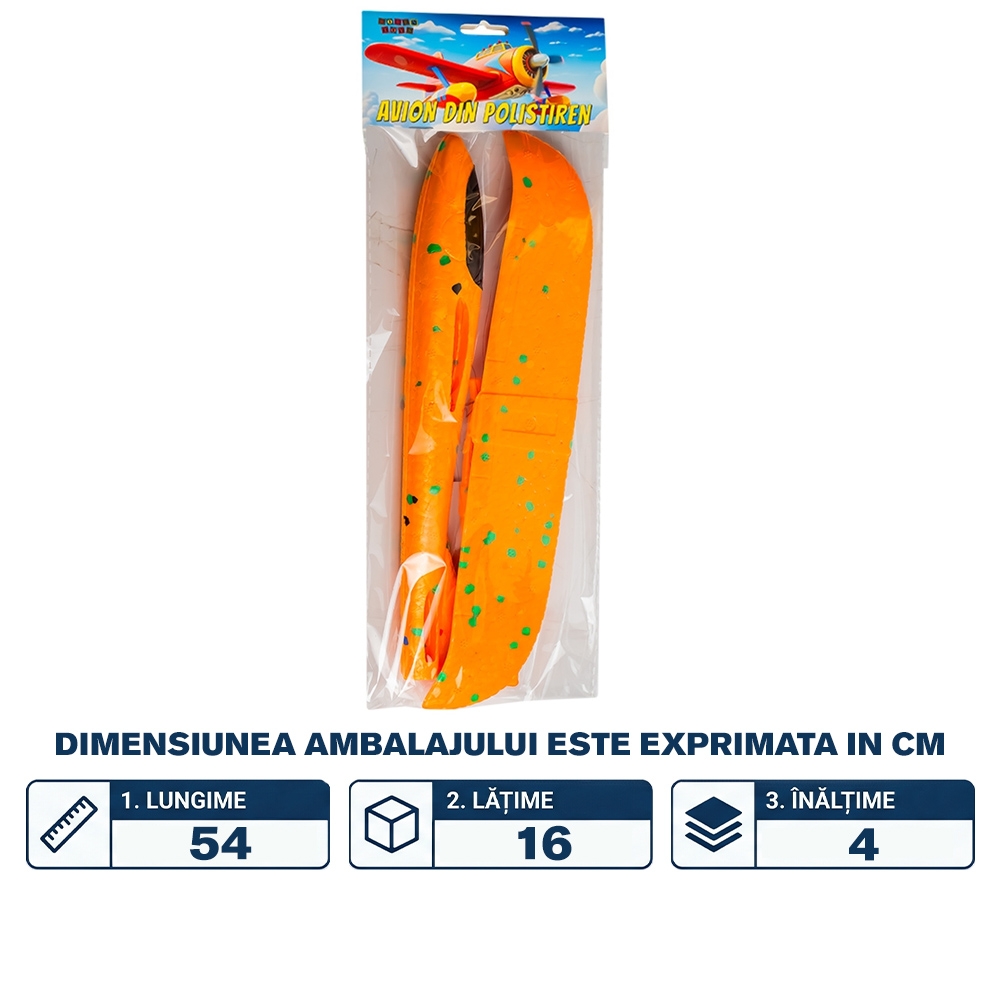 Avion din polistiren, cu led, 48x47 cm - ROBENTOYS - imagine 2