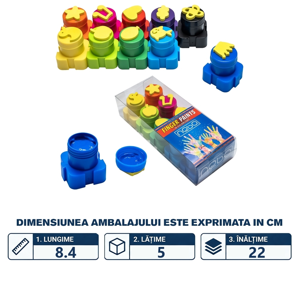 Finger paints, 10 culori/set - NEBO - imagine 2