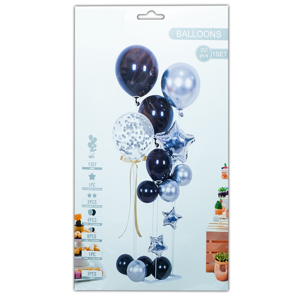 Baloane folie de aluminiu, cu suport, Party, 20 piese
