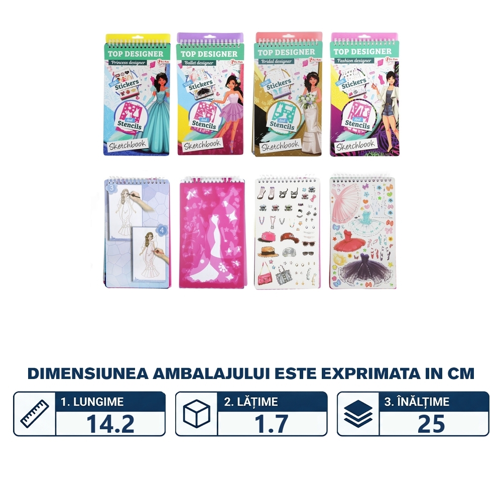 Carnetel de desen cu stickere si sabloane - Toi-Toys - imagine 2