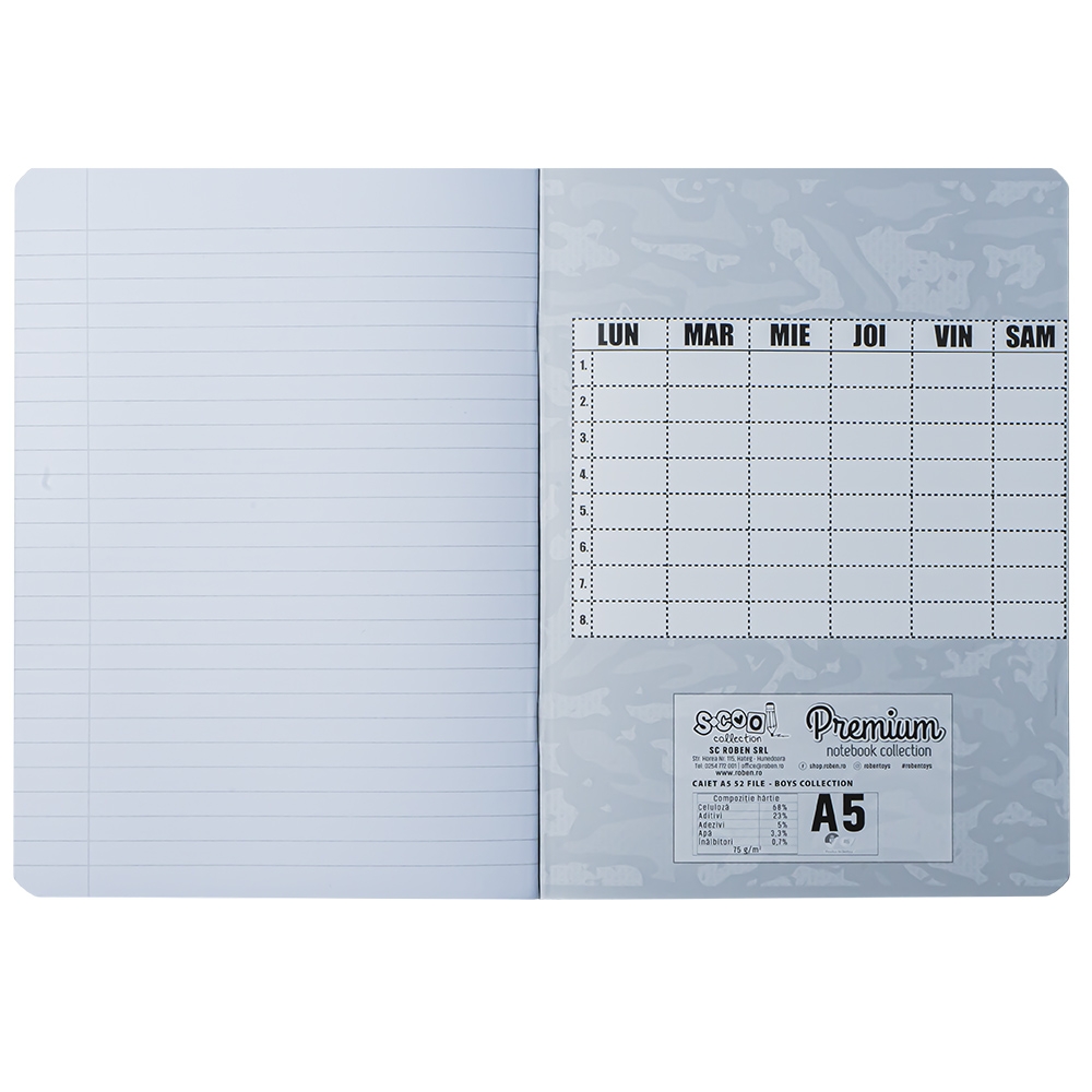 Caiet A5, 52 file DR, Premium, 75g, Boys Collection - S-COOL - imagine 8